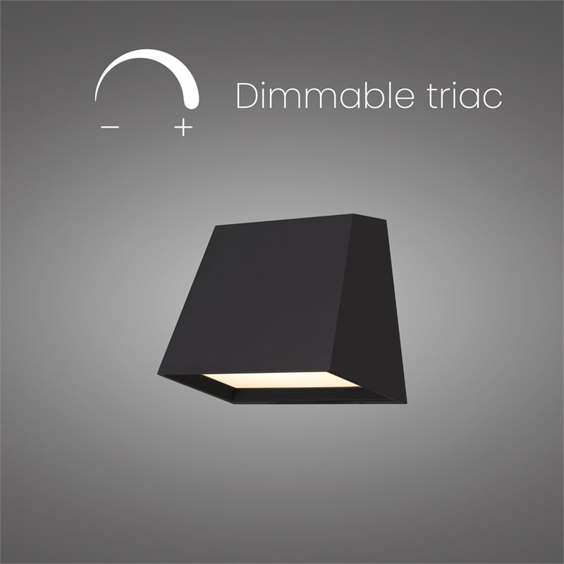 Alteck Fillet 6 inch Aluminum LED Outdoor Wall Light Black
