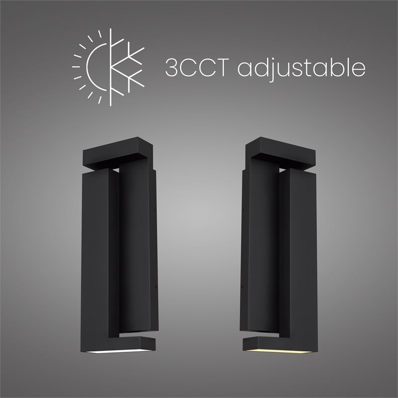 Alteck Dance 18 inch Stainless Steel LED Outdoor Wall Light Black