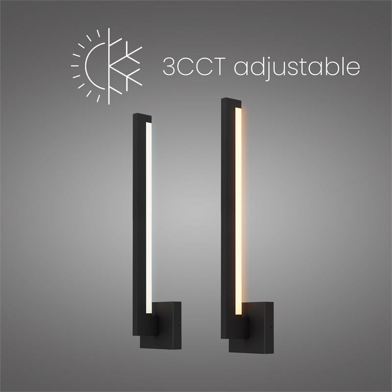 Alteck Lana 24 inch Aluminum LED Outdoor Wall Light Black