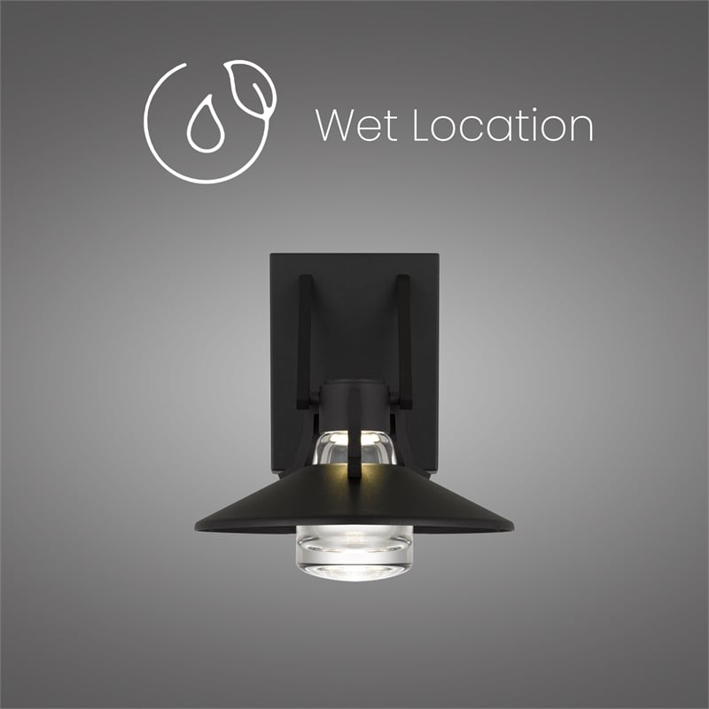Alteck Radiant 9 inch Aluminum LED Outdoor Wall Light Black