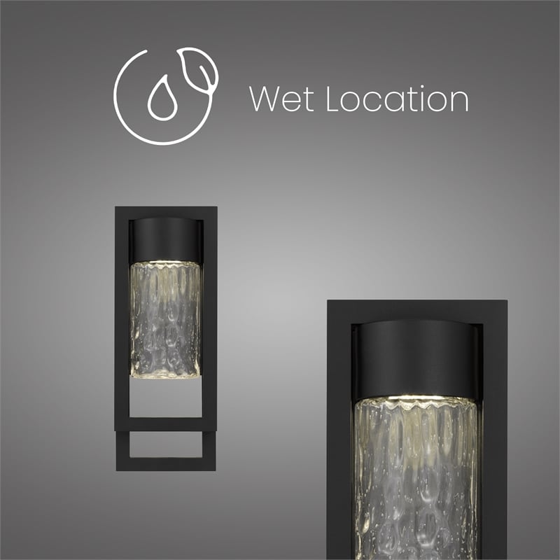 Alteck 2 Step 15 inch Aluminum LED Outdoor Wall Light Black