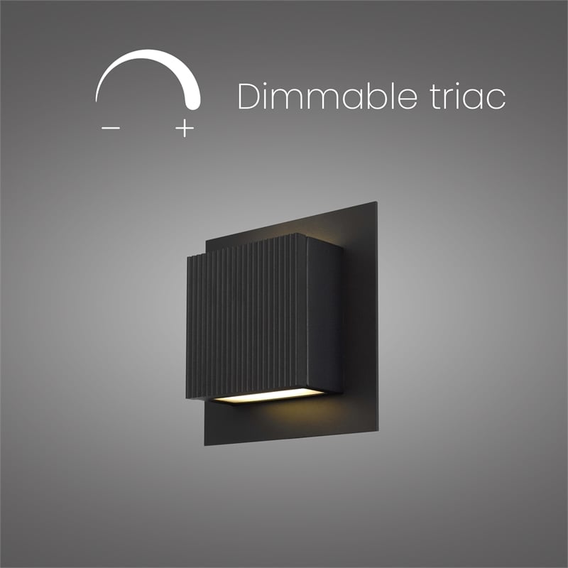 Alteck Miami 8 inch Aluminum LED Outdoor Wall Light Black