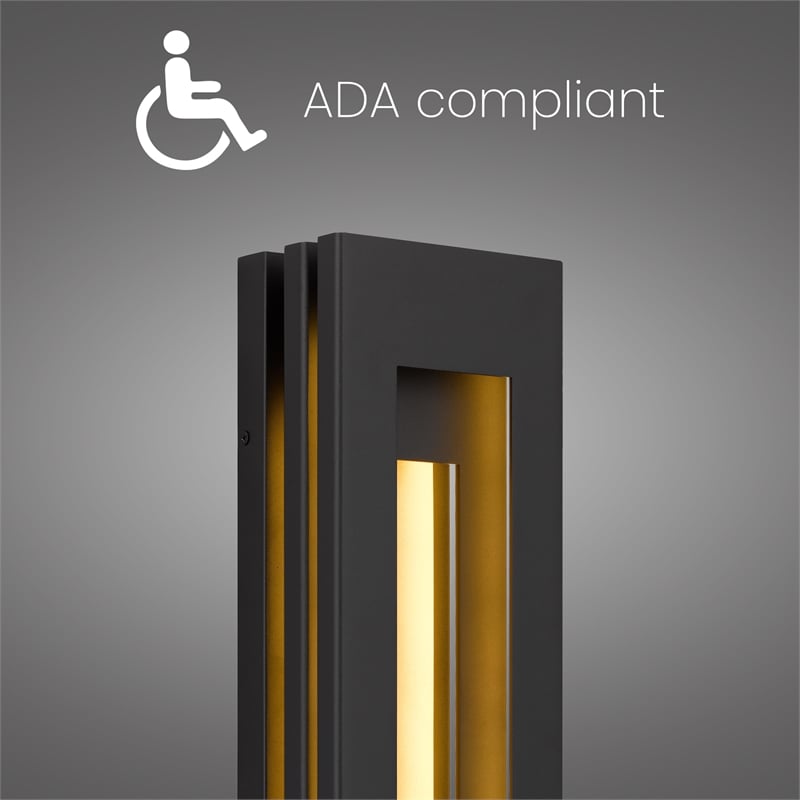 Alteck Layer 22 inch Aluminum LED Outdoor Wall Light Black & Brass