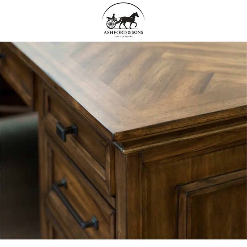 Ashford & Sons Artisan L-Desk & Return 8-Drawer Executive Corner Workstation