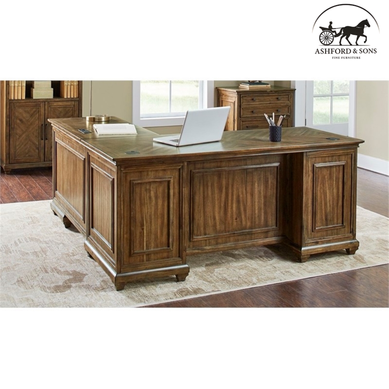 Ashford & Sons Artisan L-Desk & Return 8-Drawer Executive Corner Workstation