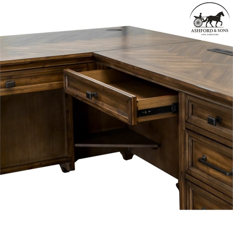 Ashford & Sons Artisan L-Desk & Return 8-Drawer Executive Corner Workstation