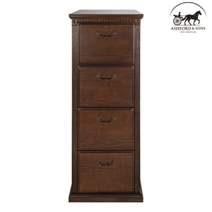 Ashford & Sons Wood 4-Drawer File Cabinet Office Storage in Brown