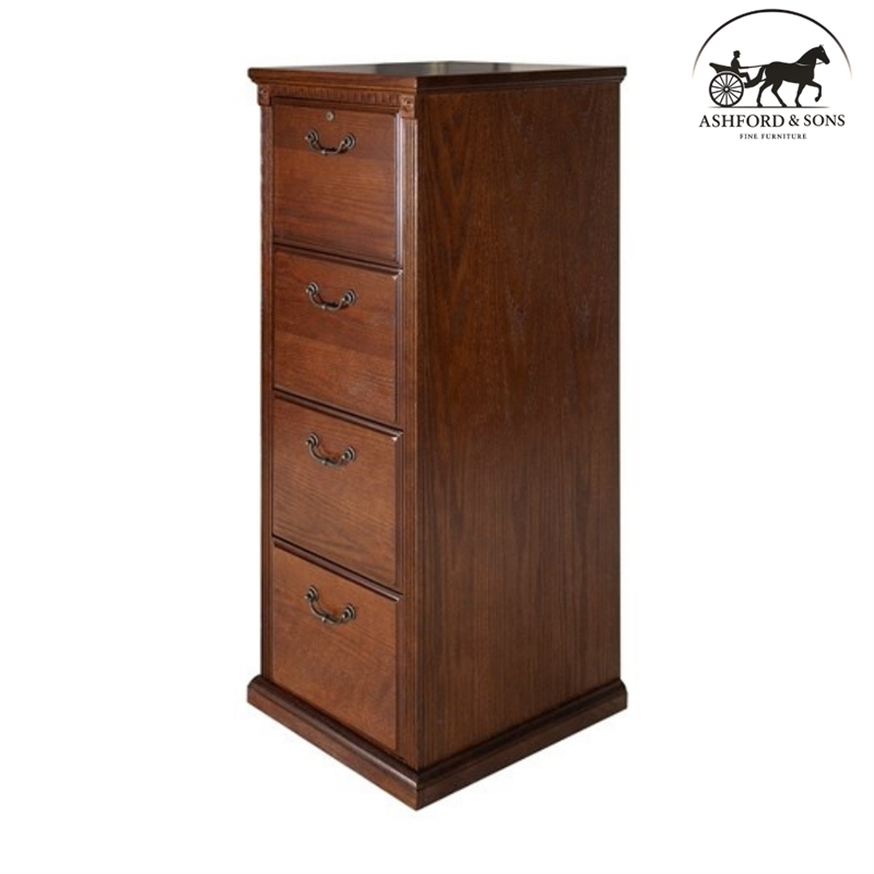Ashford & Sons Wood 4-Drawer File Cabinet Office Storage in Brown