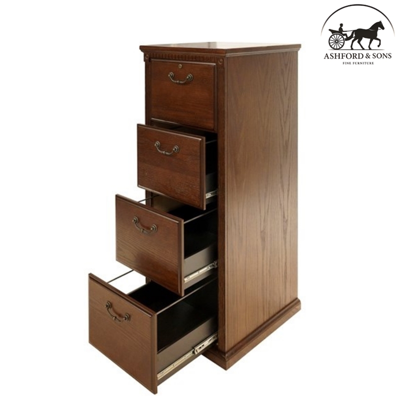 Ashford & Sons Wood 4-Drawer File Cabinet Office Storage in Brown