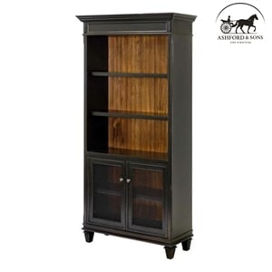 Ashford & Sons Wood Storage Cabinet Office Bookcase With Doors in Black