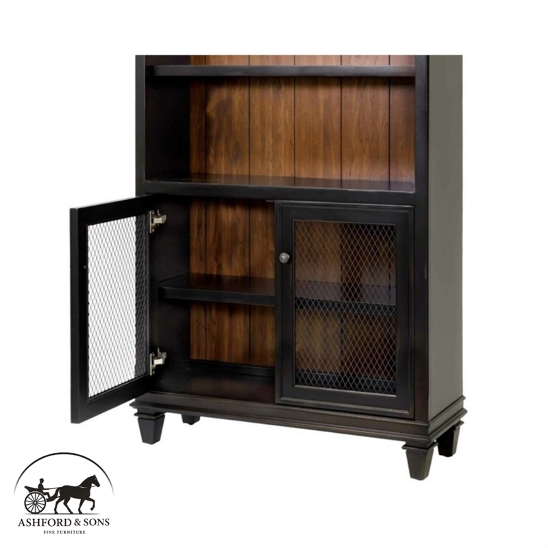 Ashford & Sons Wood Storage Cabinet Office Bookcase With Doors in Black