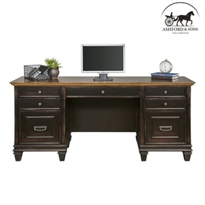 Ashford & Sons Wood Credenza Office Desk Writing Table in Black