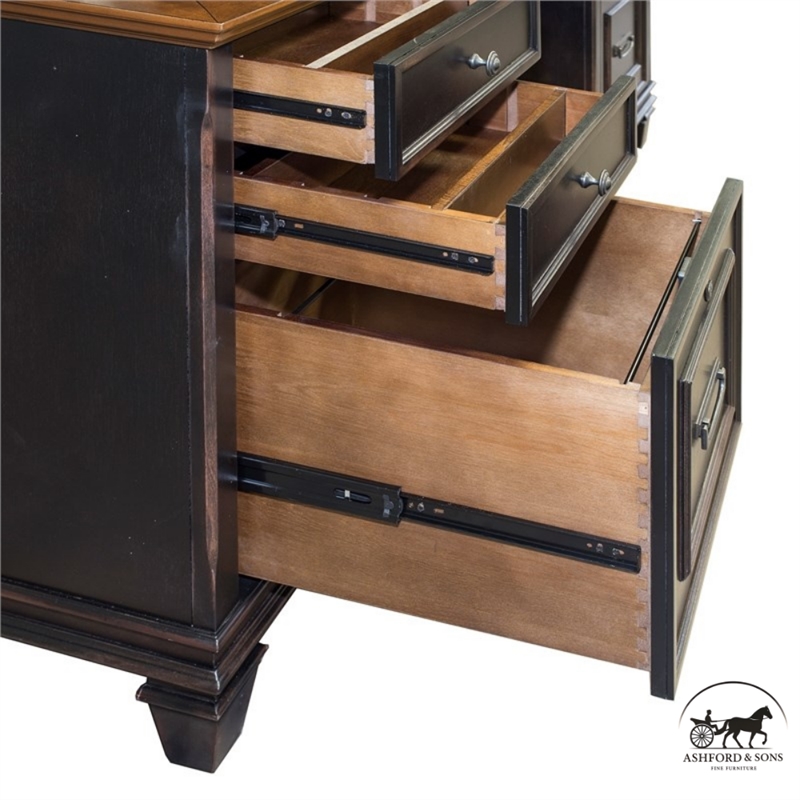Ashford & Sons Wood Credenza Office Desk Writing Table in Black