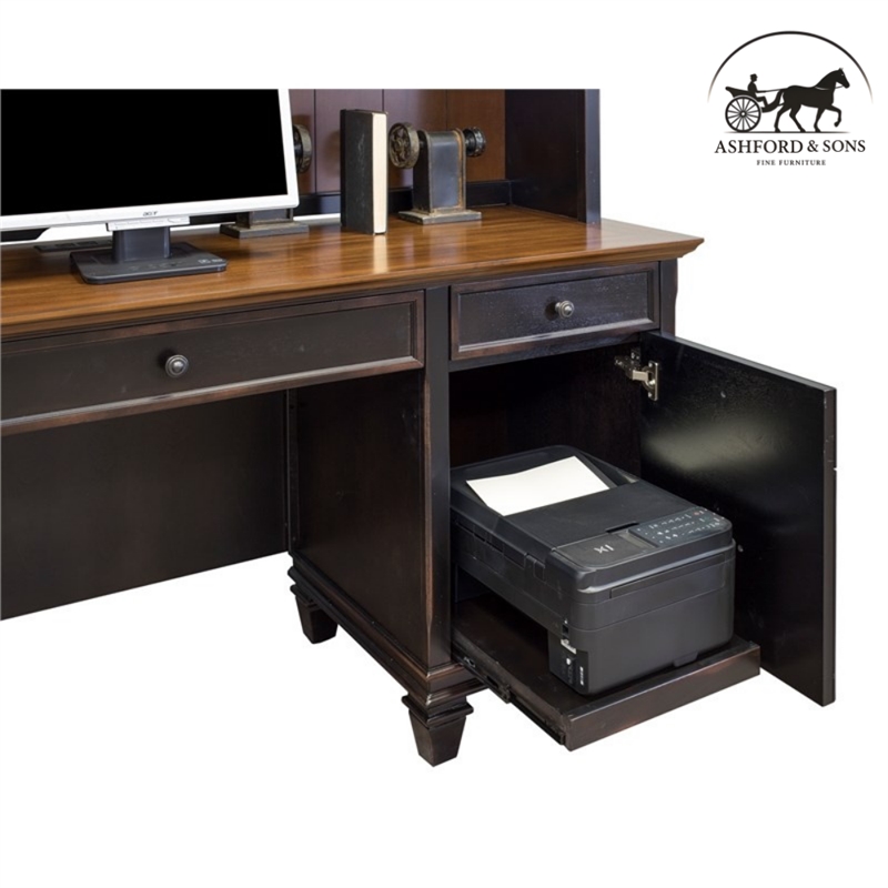 Ashford & Sons Wood Credenza Office Desk Writing Table in Black