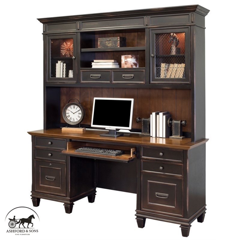 Ashford & Sons Wood Credenza Office Desk Writing Table in Black