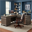 Ashford & Sons Wood L-Desk & Return Writing Table Office Desk in Weathered Dove