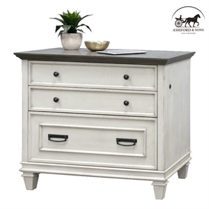 Ashford & Sons Wood Lateral File With Locking Legal/Letter File Drawer in White