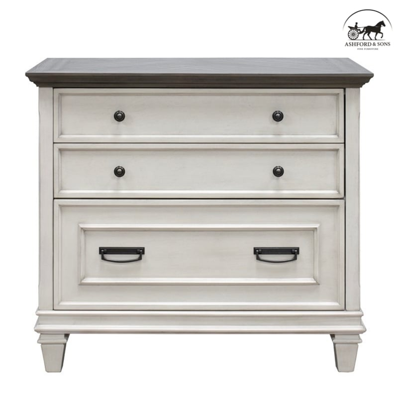 Ashford & Sons Wood Lateral File With Locking Legal/Letter File Drawer in White
