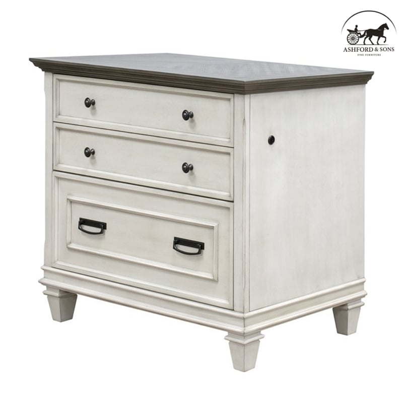 Ashford & Sons Wood Lateral File With Locking Legal/Letter File Drawer in White