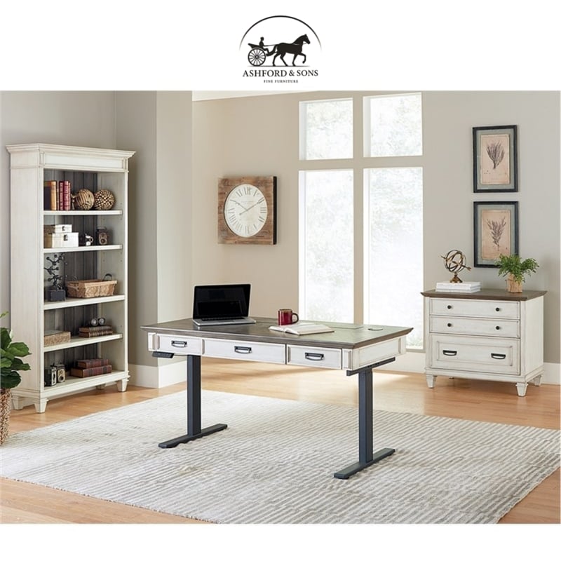 Ashford & Sons Wood Lateral File With Locking Legal/Letter File Drawer in White