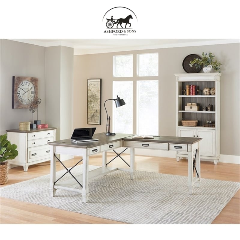 Ashford & Sons Wood Lateral File With Locking Legal/Letter File Drawer in White