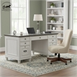 Ashford & Sons Double Pedestal Letter/Legal File Drawers Executive Desk in White