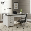 Ashford & Sons Double Pedestal Letter/Legal File Drawers Executive Desk in White
