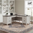 Ashford & Sons Wood L-Desk and Return Writing Office Table in White