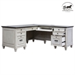 Ashford & Sons Wood L-Desk and Return Writing Office Table in White