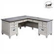 Ashford & Sons Wood L-Desk and Return Writing Office Table in White