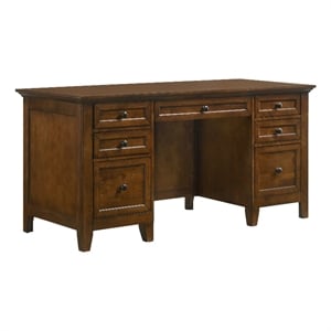 Ashford & Sons Home Office 62&quot Solid Hardwood Executive Desk in Brown