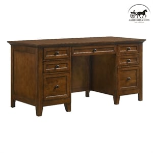Ashford & Sons Home Office 62&quot Solid Hardwood Executive Desk in Brown