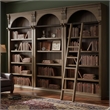 Ashford & Sons Traditional 8' Tall Brown Wood Office Bookcase Wall With Ladder