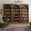 Ashford & Sons Traditional 8' Tall Brown Wood Office Bookcase Wall With Ladder