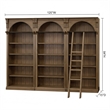 Ashford & Sons Traditional 8' Tall Brown Wood Office Bookcase Wall With Ladder