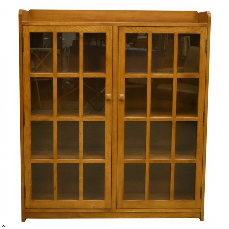 Ashford & Sons Traditional 2-Doors Wood Bookcase with 3 Shelves in Cherry