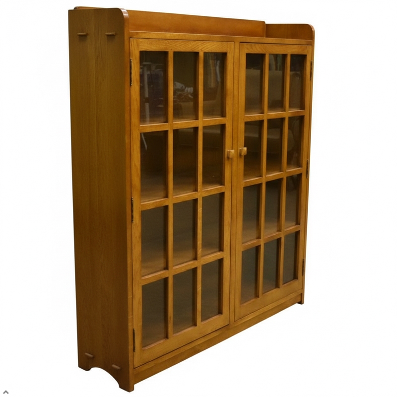 Ashford & Sons Traditional 2-Doors Wood Bookcase with 3 Shelves in Cherry