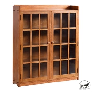 Ashford & Sons Traditional 2-Doors Wood Bookcase with 3 Shelves in Cherry