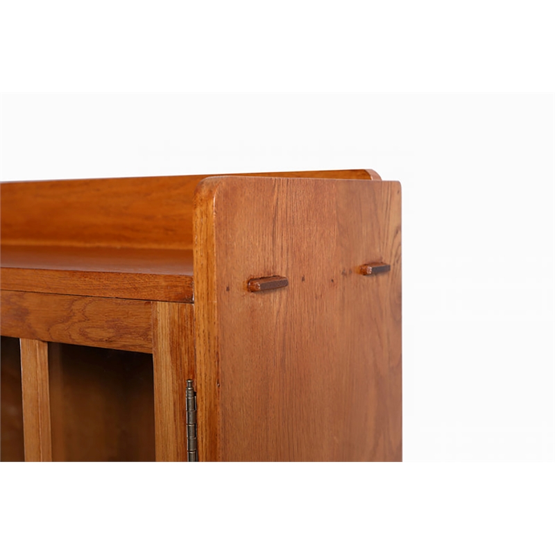 Ashford & Sons Traditional 2-Doors Wood Bookcase with 3 Shelves in Cherry