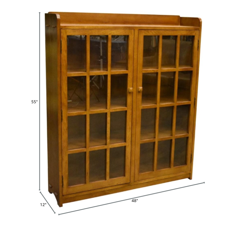 Ashford & Sons Traditional 2-Doors Wood Bookcase with 3 Shelves in Cherry