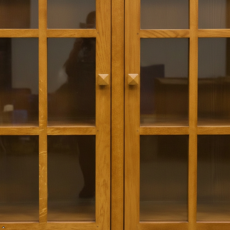 Ashford & Sons Traditional 2-Doors Wood Bookcase with 3 Shelves in Cherry