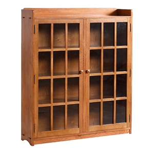 Ashford & Sons Traditional 2-Doors Wood Bookcase with 3 Shelves in Cherry