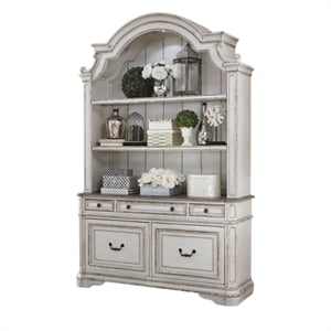 Ashford & Sons Credenza & Hutch with Glass Shelves & Touch Lighting in White