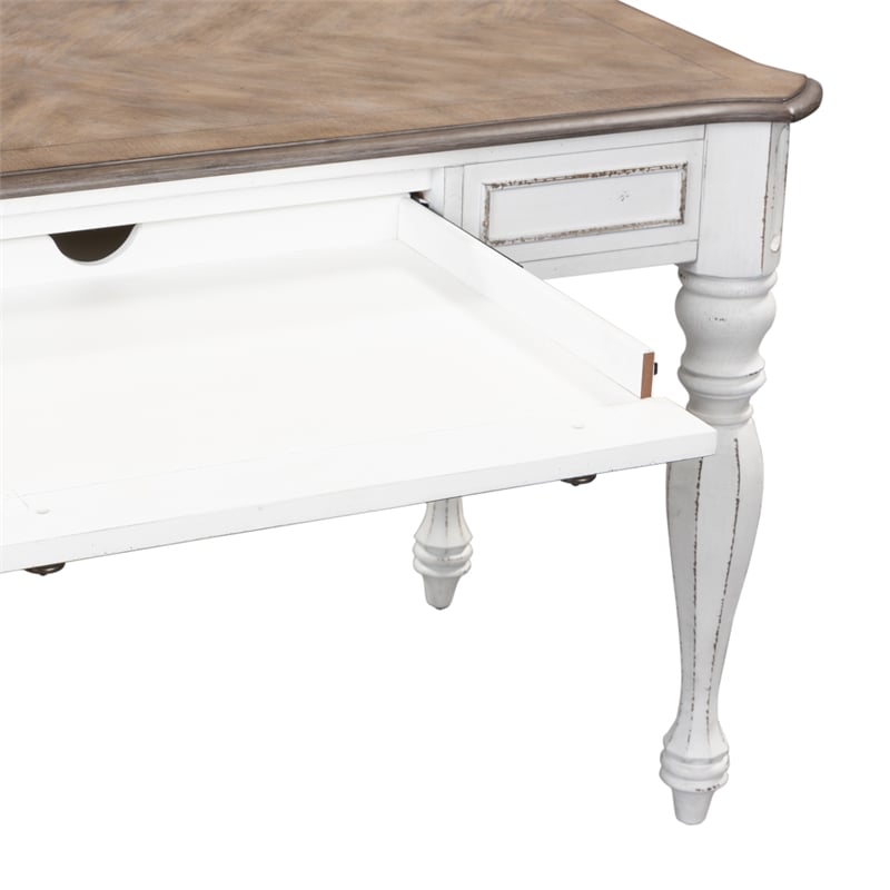 Ashford & Sons White Lift Top Writing Desk with Flip-Down Keyboard Tray