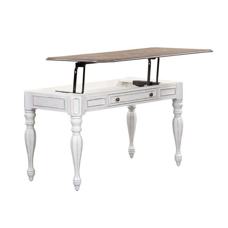 Ashford & Sons White Lift Top Writing Desk with Flip-Down Keyboard Tray