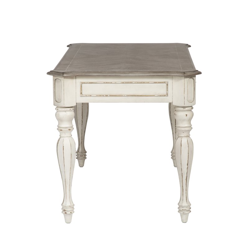 Ashford & Sons White Writing Desk with 3 Drawers & Flip-Down Keyboard Tray