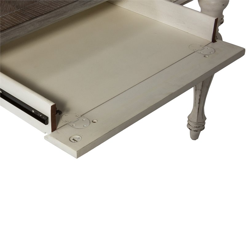 Ashford & Sons White Writing Desk with 3 Drawers & Flip-Down Keyboard Tray