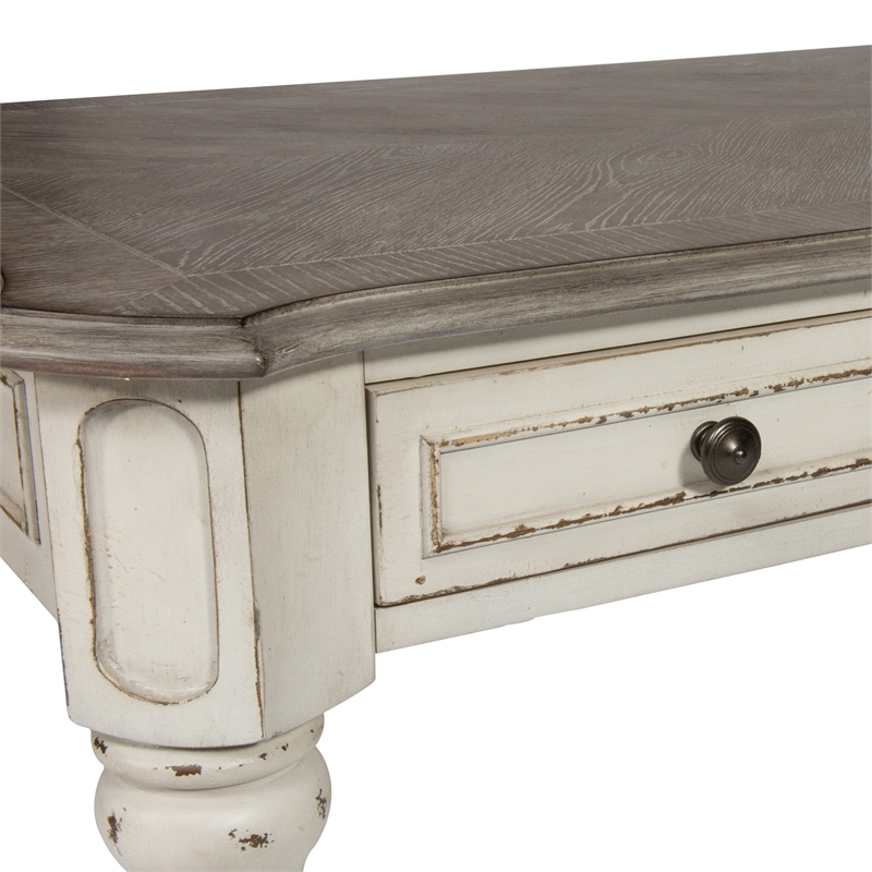Ashford & Sons White Writing Desk with 3 Drawers & Flip-Down Keyboard Tray