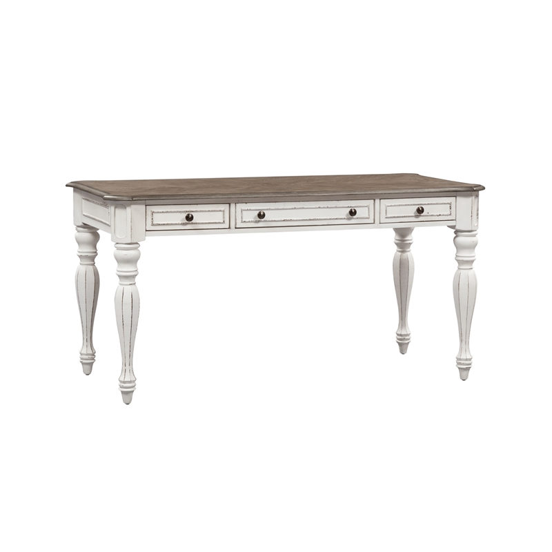 Ashford & Sons White Writing Desk with 3 Drawers & Flip-Down Keyboard Tray