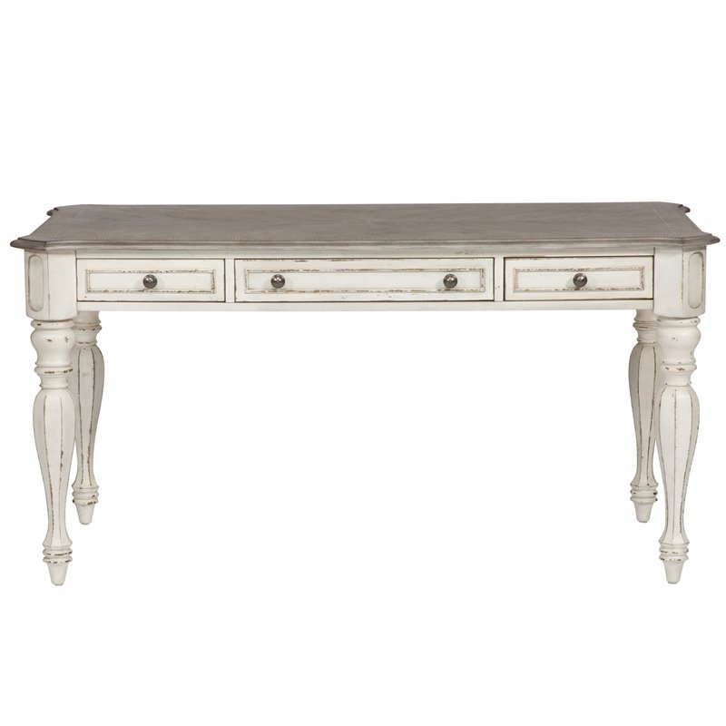 Ashford & Sons White Writing Desk with 3 Drawers & Flip-Down Keyboard Tray